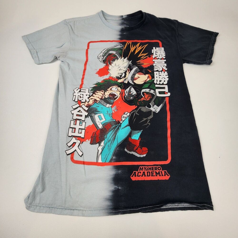 My Hero Academia Deku vs Bakugo T Shirt Mens Small Gray Black Crunchyroll Anime